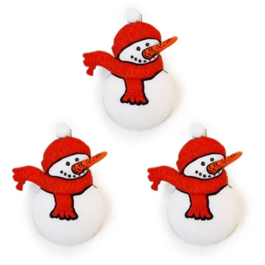 Button #12372 - Snowman with Red Scarf