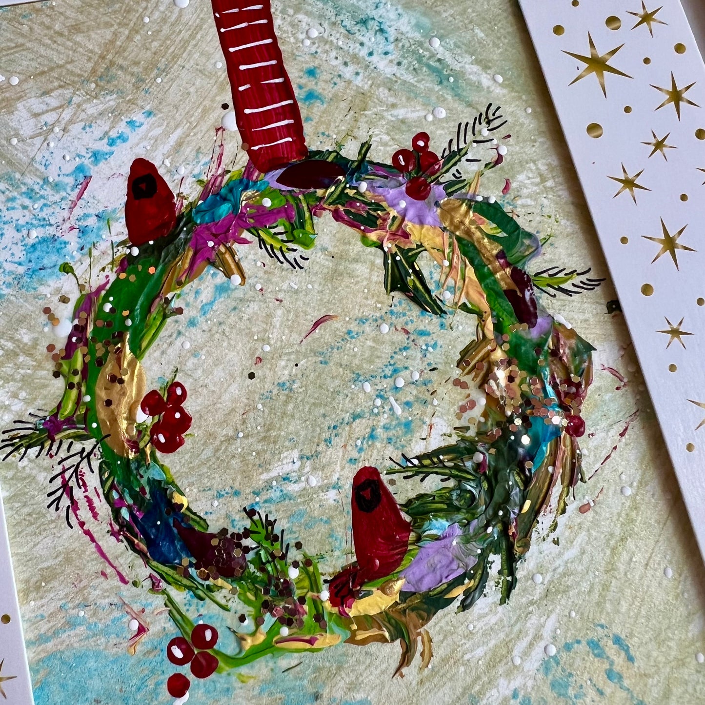Hand Painted Christmas Wreath Greeting Cards