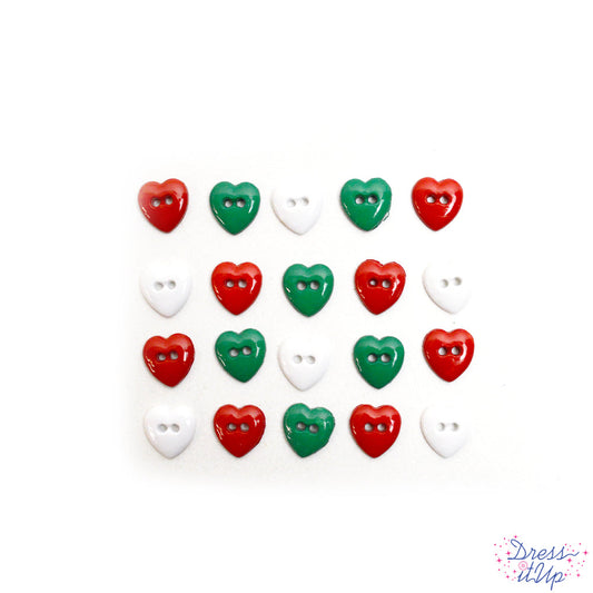 Button #11783 - Christmas Hearts