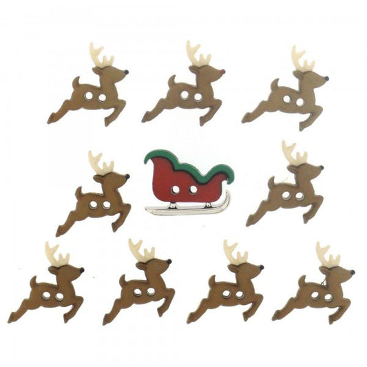 Button #7590 - Sew Cute Sleigh/Reindeer