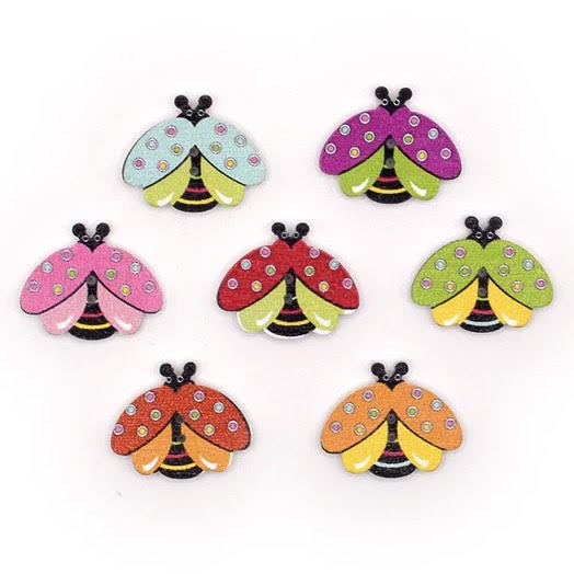 Button #13264 - Colorful Ladybugs