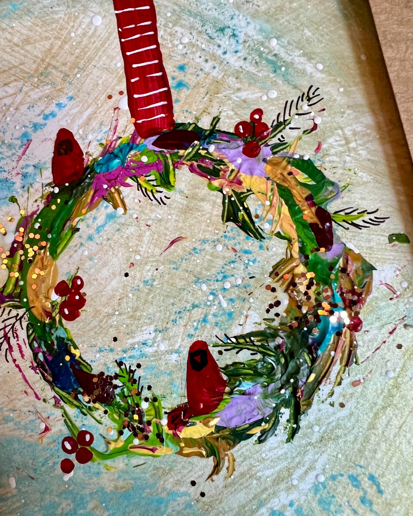 Hand Painted Christmas Wreath Greeting Cards