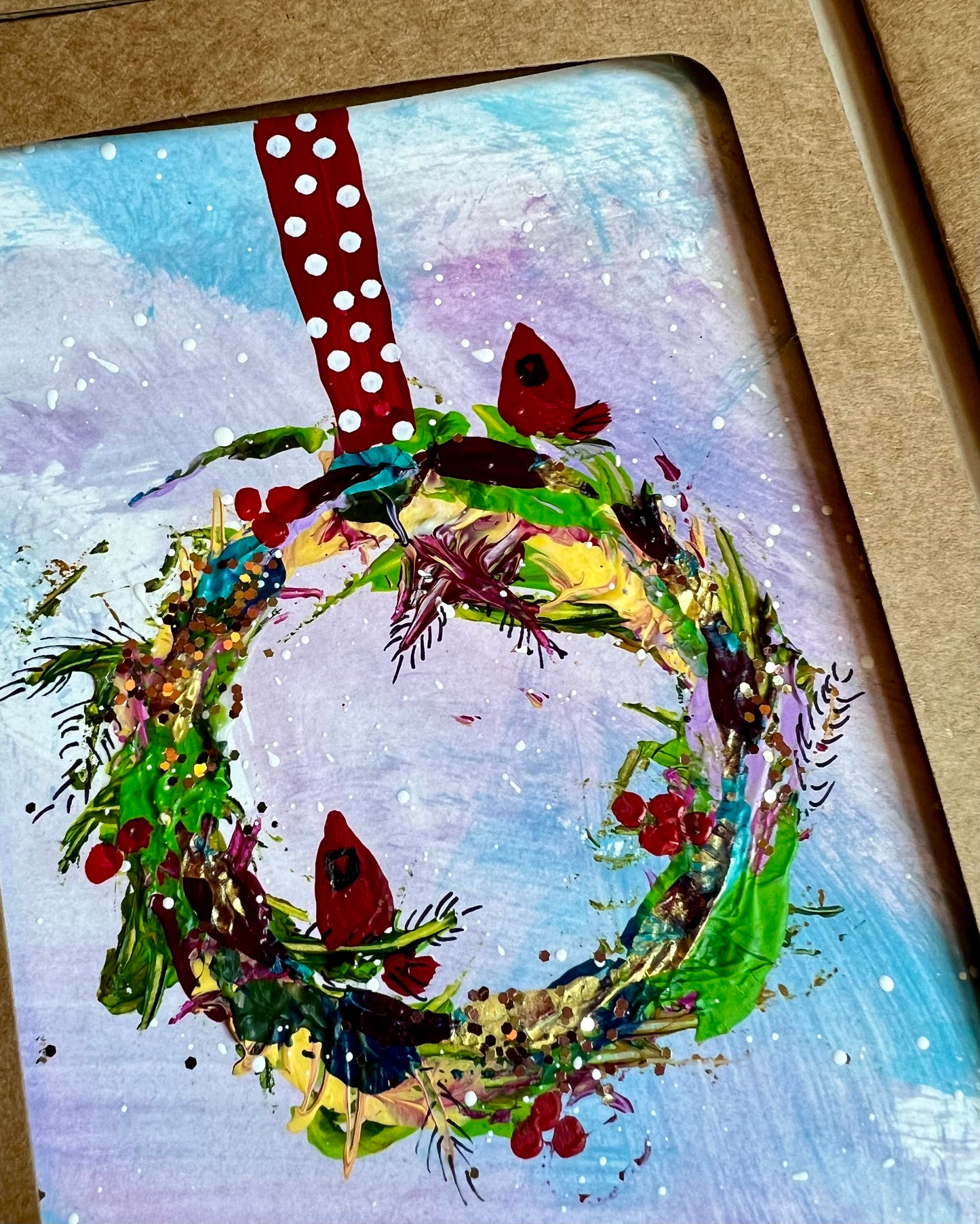 Hand Painted Christmas Wreath Greeting Cards