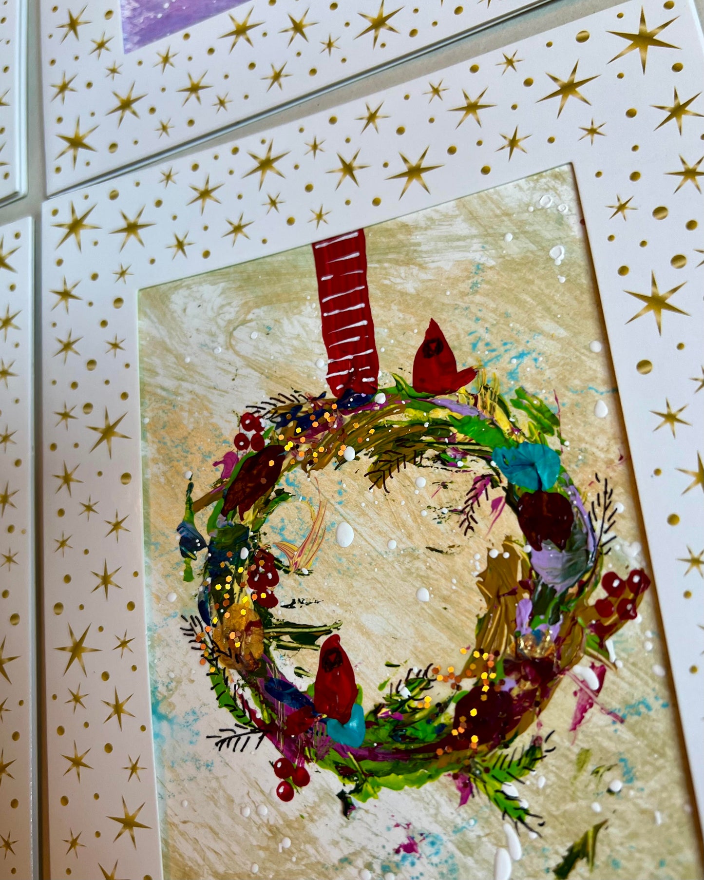 Hand Painted Christmas Wreath Greeting Cards