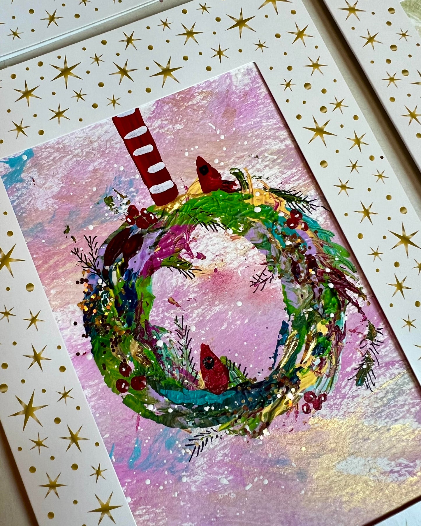 Hand Painted Christmas Wreath Greeting Cards