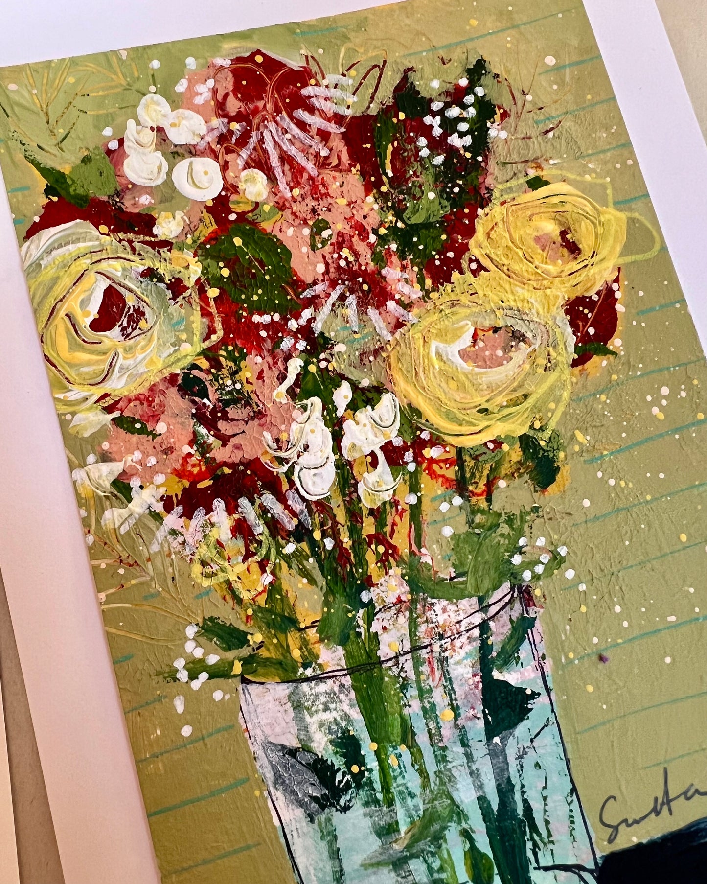 Flower-Full Hand Painted Postcards