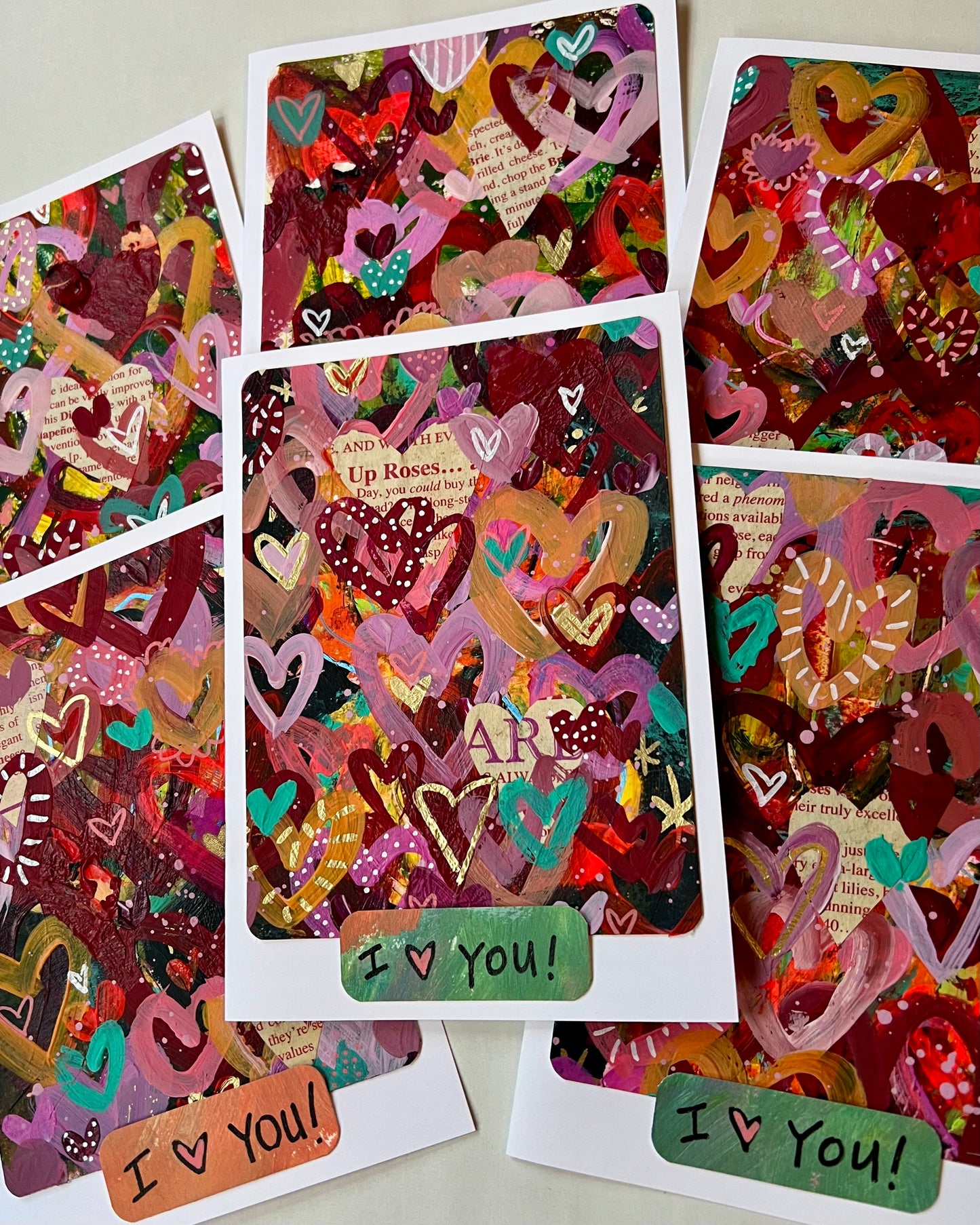 Graffiti Hearts Hand Painted Greeting Cards