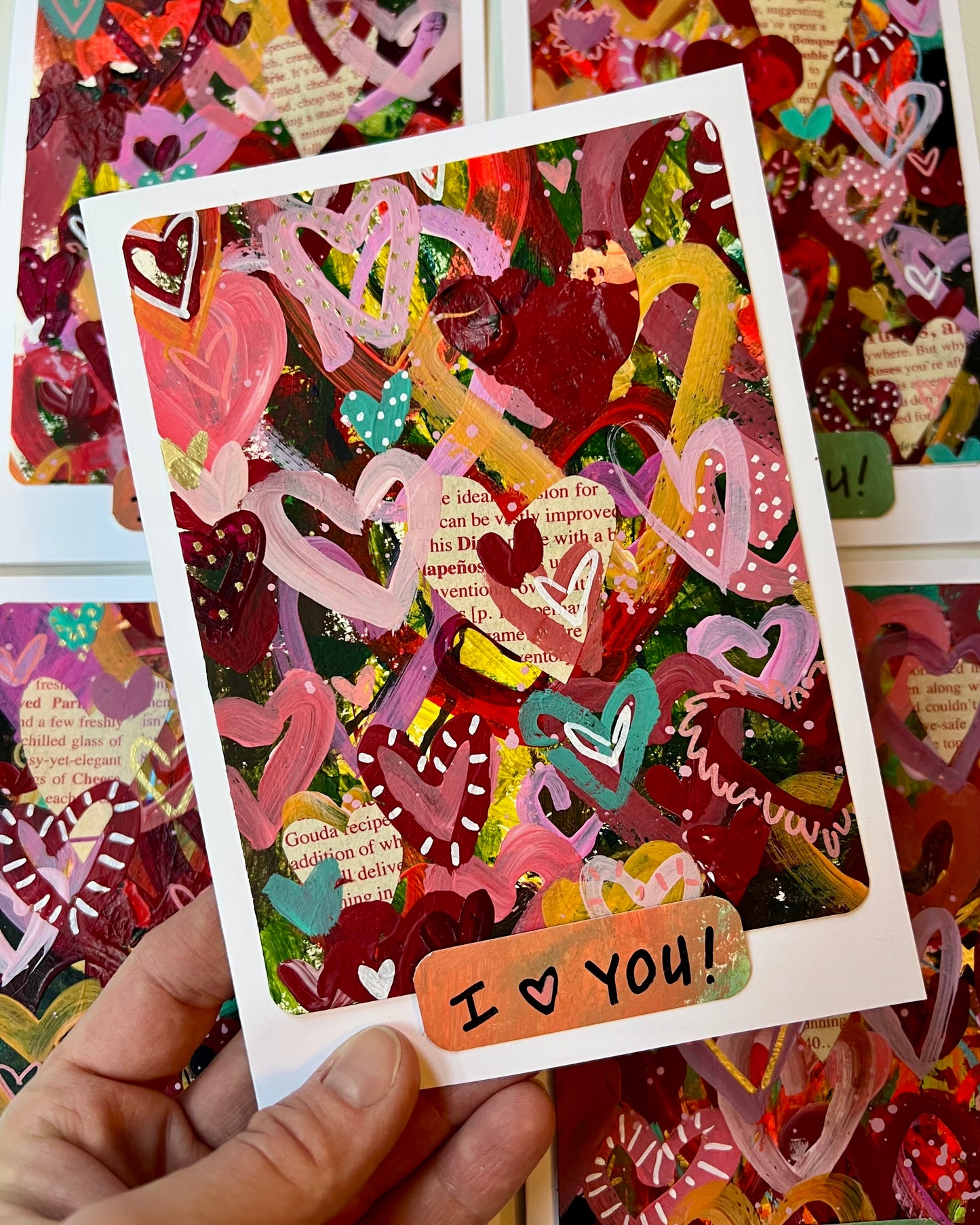 Graffiti Hearts Hand Painted Greeting Cards