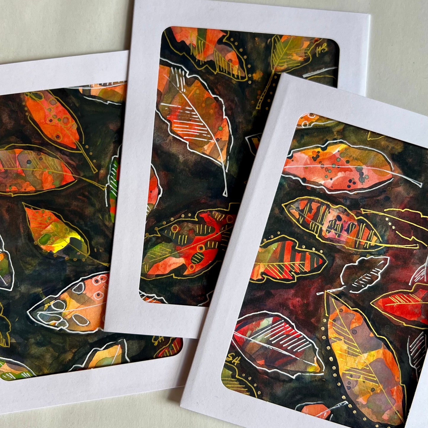 Gratitude Feathers - Hand Painted Greeting Cards