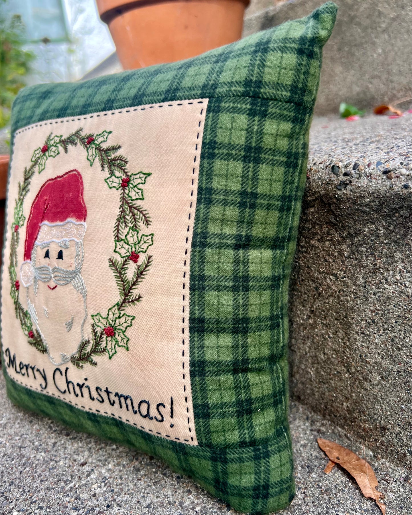 Holly Jolly Santa - Finished Pillow