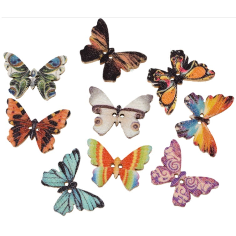 Button #SB - Printed Multicolored Butterflies