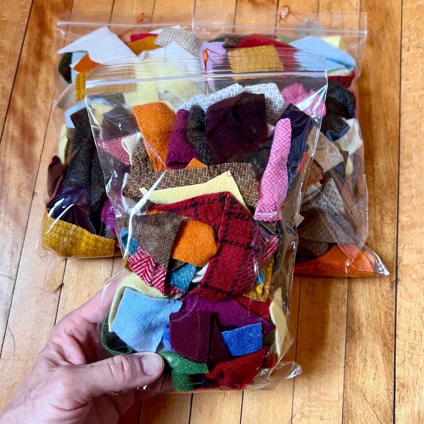 Colorful Wool Scrap Bag