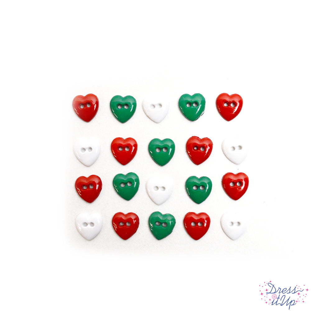 Button #11783 - Christmas Hearts