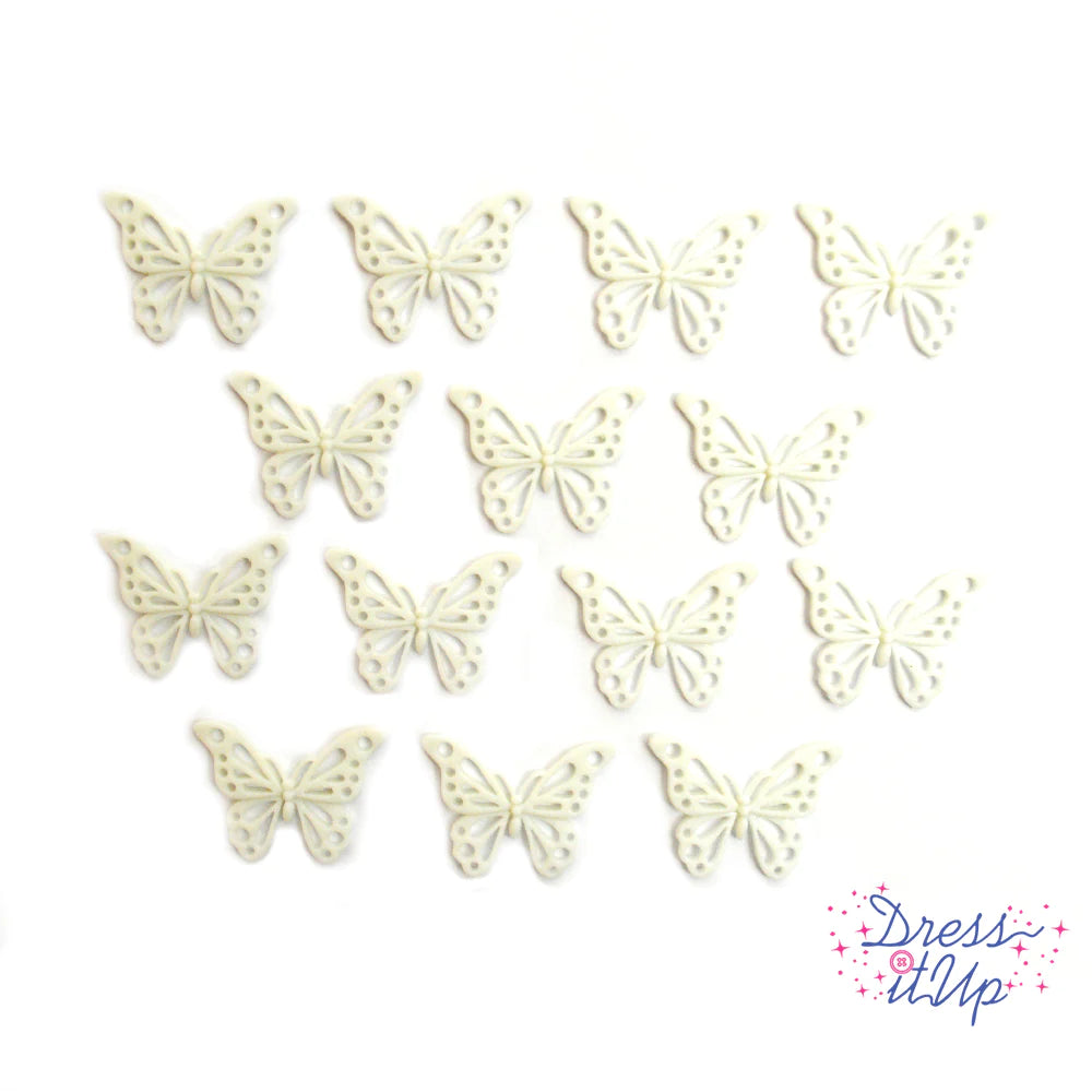 Button #11963 - White Butterflies