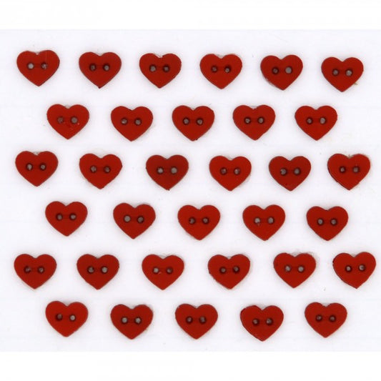 Button #6399 - Micro Red Hearts