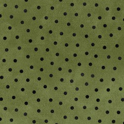 Fabric #8506 G - Woolies Flannel - Green Polka Dots